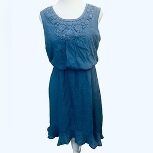 Women Wrangler Blue Cowgirl Rodeo Hi-Low Dress Small Boho Cottage Farm Crotchet